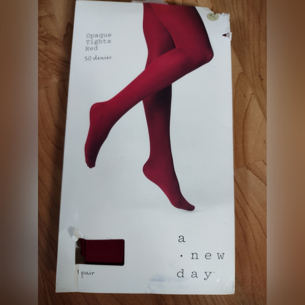 Red Opaque Tights NWT